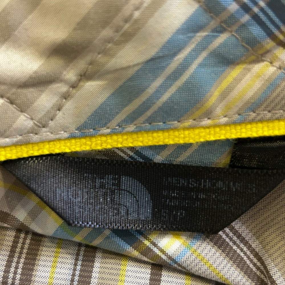 🔷”The North Face” Casual Blue/Tan & Yellow Plaid Button Down Short Sleeved Shirt - Picture 7 of 10